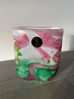 Mtarfa vaasje uit Malta met originele folder glasblazen, Overige kleuren, Ophalen of Verzenden, Minder dan 50 cm, Glas