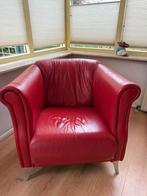 Rode leren fauteuil, Huis en Inrichting, Ophalen, Gebruikt, Leer, 75 tot 100 cm