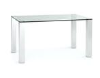 Glazen eettafel met aluminium poten - 150x70, Huis en Inrichting, Tafels | Eettafels, Ophalen, Gebruikt, 50 tot 100 cm, Glas