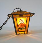 Glas in lood hanglamp lamp met schepen koopvaardijschepen, Antiek en Kunst, Antiek | Lampen, Ophalen of Verzenden