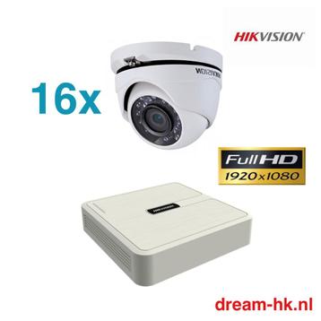 2MP Hikvision 16CH TVI set/16CH DVR + 16x camera's(Full HD)