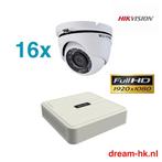 2MP Hikvision 16CH TVI set/16CH DVR + 16x camera's(Full HD), Audio, Tv en Foto, Videobewaking, Nieuw, Buitencamera, Ophalen of Verzenden