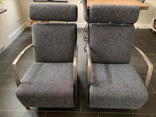 Fauteuils Montel, Huis en Inrichting, Stoelen, Zo goed als nieuw, Twee, Stof, Grijs, Ophalen