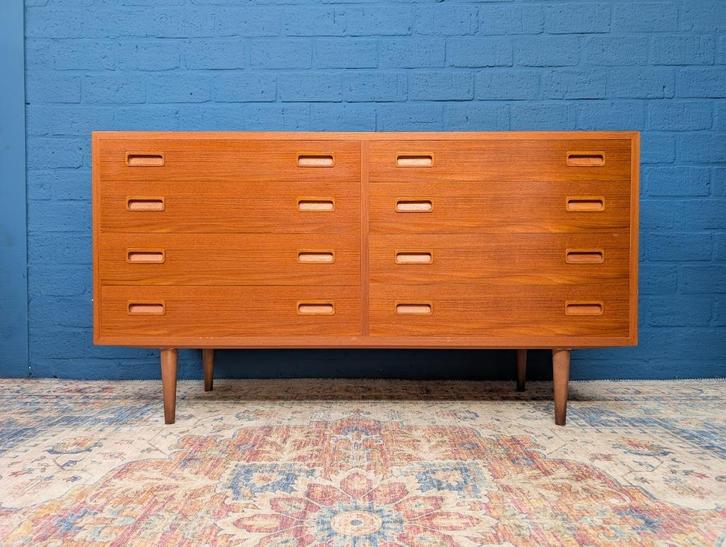 Vintage dubbele ladekast, Hundevad, jaren 60, Verzamelen, Retro, Huis en Inrichting, Ophalen