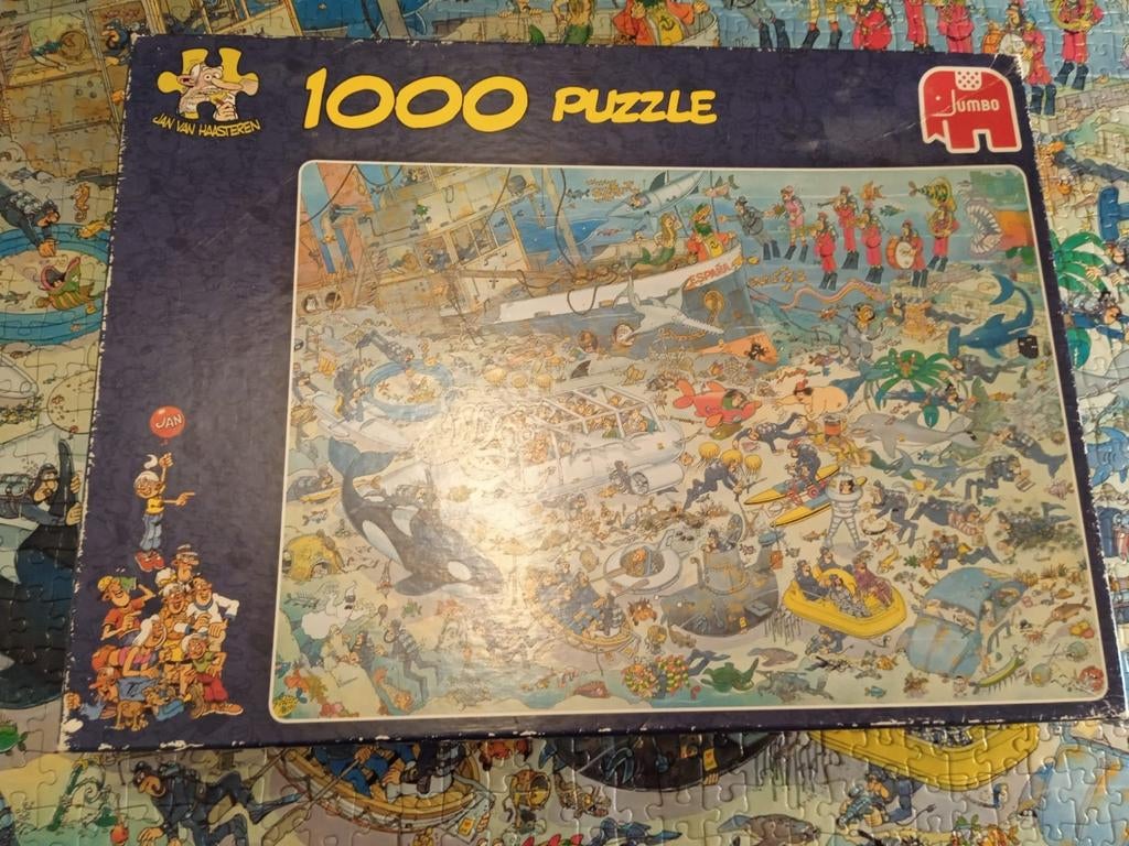 Jan van Haasteren: Pret Onder Water 1000 stukjes, Ophalen of Verzenden, 500 t/m 1500 stukjes, Zo goed als nieuw, Legpuzzel