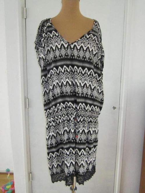 (strand)jurk maat : 48, Kleding | Dames, Jurken, Maat 46/48 (XL) of groter, Zwart, Onder de knie, Verzenden