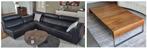 Leolux hoekbank Howlazy i.c.m. Aditi salontafel, Ophalen, Gebruikt, Leer, Moden