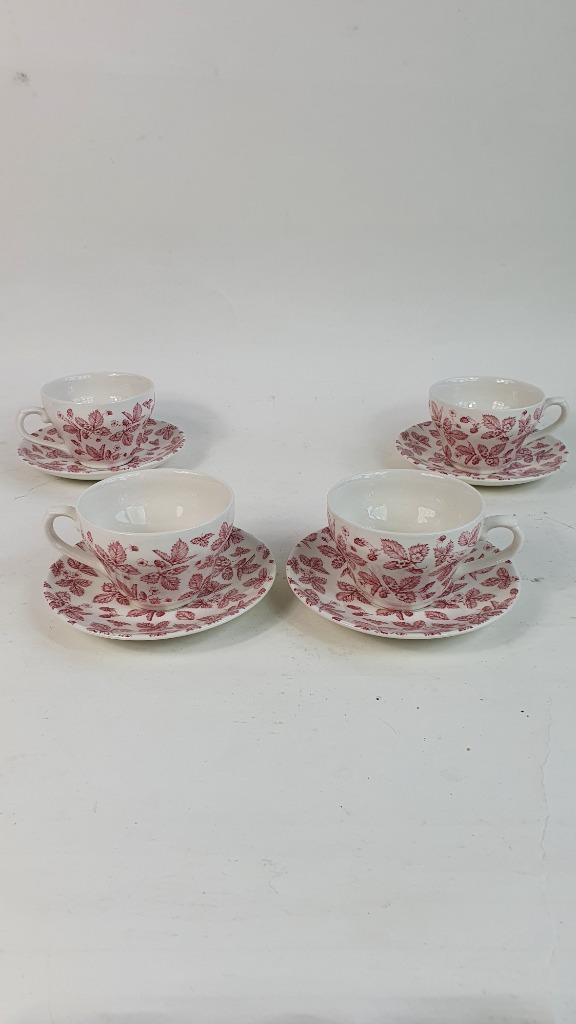 Churchill England porselein kop schotel, gebak, set v 4. 8B7, Antiek en Kunst, Antiek | Servies los, Ophalen of Verzenden