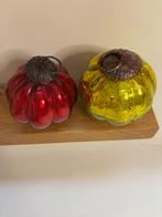Vintage Heksenballen Set - Rood & Geel/Groen, Antiek en Kunst, Antiek | Glas en Kristal, Ophalen of Verzenden