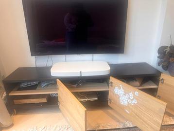 IKEA Besta Hedeviken TV Meubel - Zwart Bruin Eikenfineer - afbeelding 2