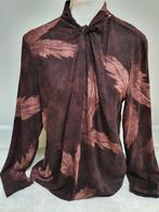 NIEUW YAYA blouse choco bruin veren motief maat 40 / 42, Maat 38/40 (M), Nieuw, Ophalen of Verzenden, Yaya