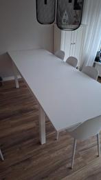 Witte Eettafel - uitschuifbaar rechthoekig, Huis en Inrichting, Tafels | Eettafels, Ophalen, Gebruikt, 200 cm of meer, 50 tot 100 cm
