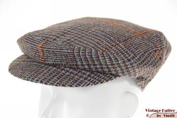 Platte pet Borsalino Doria blauw bruin met drukknoop 54 = XS beschikbaar voor biedingen