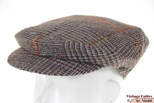 Platte pet Borsalino Doria blauw bruin met drukknoop 54 = XS, Kleding | Heren, Hoeden en Petten, Nieuw, Pet, 57 cm (M, 7⅛ inch) of minder