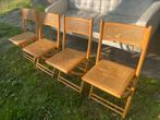 Klapstoelen (4 stuks) Hout & Rotan Jaren '60/'70, Huis en Inrichting, Stoelen, Ophalen, Gebruikt, Twee, Bruin