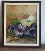 Olieverf schilderij anemonen gesigneerd Schuts, Antiek en Kunst, Ophalen