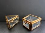 2 vintage glazen sieradendoosjes, Ophalen of Verzenden