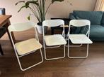 3 witte inklapbare stoelen, Huis en Inrichting, Stoelen, Ophalen, Gebruikt, Drie, Wit