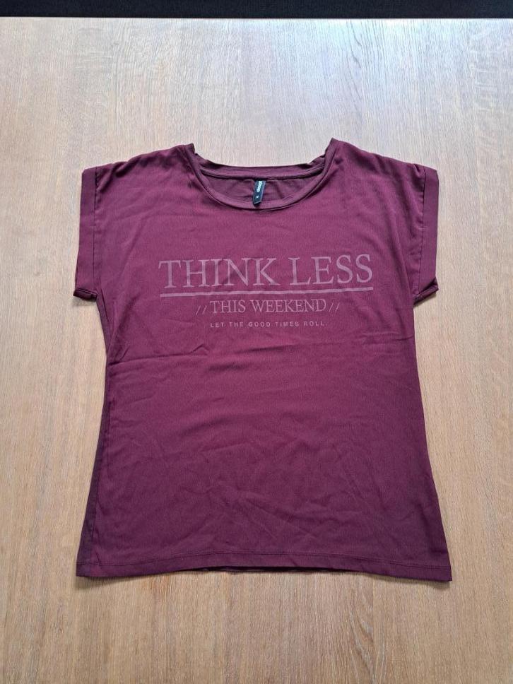 T-shirt dames bordeaux met print maat M merk Eksept (Shoeby), Kleding | Dames, T-shirts, Zo goed als nieuw, Maat 38/40 (M), Rood