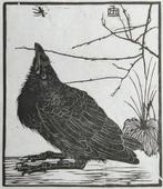 Vogeltje met mugje, houtsnede Jan Mankes, 1918, Antiek en Kunst, Kunst | Etsen en Gravures, Ophalen of Verzenden