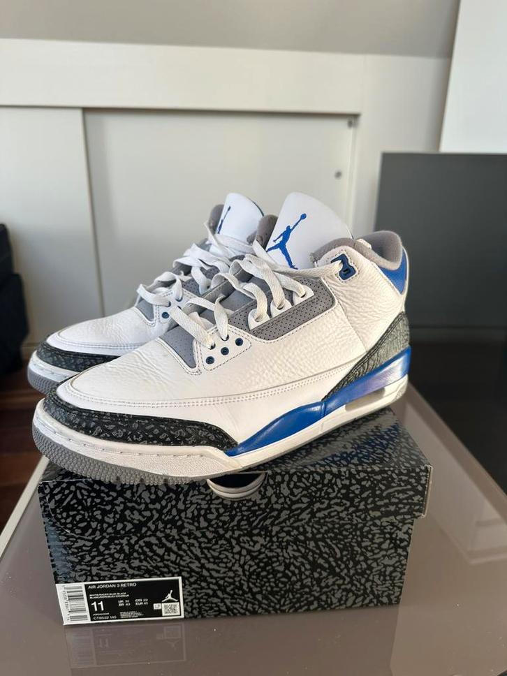 Nike Air Jordan 3 Racer Blue – Maat 45, Kleding | Heren, Schoenen, Zo goed als nieuw, Sneakers of Gympen, Blauw, Ophalen of Verzenden