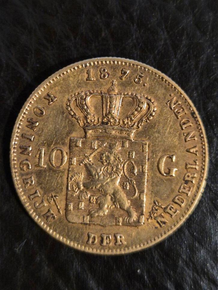 1875 Gouden 10 Gulden - Willem III, Postzegels en Munten, Munten | Nederland, Losse munt, 10 gulden, Koning Willem III, Goud, Ophalen of Verzenden