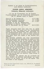 zr. Catharina Lathouwers 1901 St. Oedenrode + 1974 Deurne, Verzenden, Bidprentje