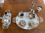 thee/koffieset zilver/wit blauwe bloemen, Ophalen of Verzenden
