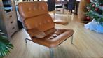 Vintage leren fauteuil / stoel jaren 60, Ophalen, Gebruikt, 100 tot 125 cm, Vintage Retro
