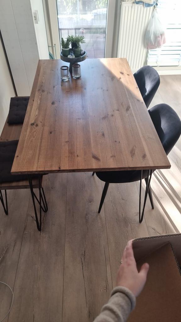 Houten eettafel met bank en stoelen, Antiek en Kunst, Antiek | Meubels | Tafels, Ophalen
