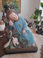 Oude gipsen beeld van kind met vredesduiven, Antiek en Kunst, Antiek | Religie, Ophalen of Verzenden