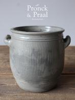 Oude brocante aardewerk pot grijs met oren *Pronck & Praal*, Ophalen of Verzenden