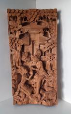 Balinees Houtsnijwerk Wandpaneel - Rama & Shinta, Antiek en Kunst, Kunst | Beelden en Houtsnijwerken, Ophalen of Verzenden