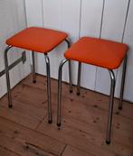 Vintage krukjes venyl zitting, poten chrome, Huis en Inrichting, Krukjes, Ophalen, Gebruikt, Hout