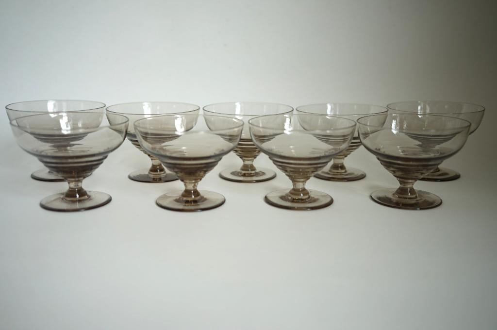 9x antiek glas, kristalunie Rozendaal radio rook coupe., Glas of Glazen, Ophalen of Verzenden, Overige stijlen, Glas