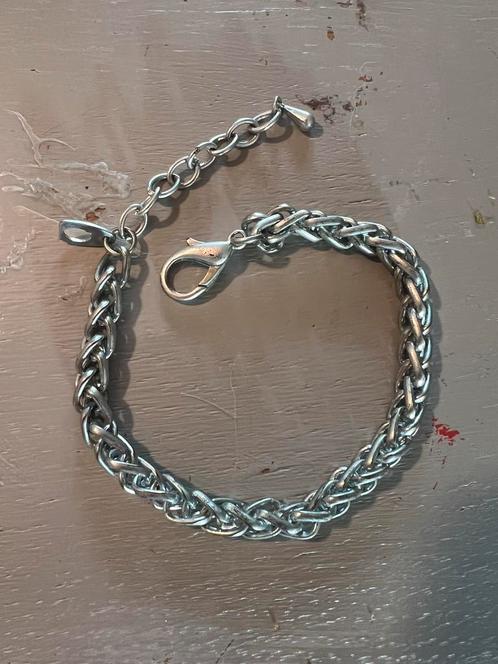 Vintage schakelarmband armband zilverkleurige schakels boho, Sieraden, Tassen en Uiterlijk, Kettingen, Zo goed als nieuw, Overige materialen