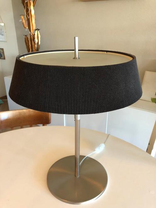 Vandeheg tafellamp met donkerbruine UFO-kap, Huis en Inrichting, Lampen | Tafellampen, Zo goed als nieuw, Minder dan 50 cm, Kunststof
