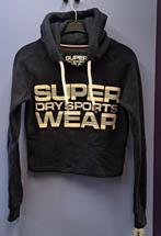 Superdry sport hoodie blauw cropped fluwelen letters M 43762