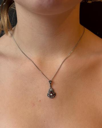 Roos diamant antieke hanger 14k gourmet schakel ketting goud beschikbaar voor biedingen