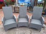 set van 3 wicker tuinstoelen met hoge rug, Ophalen, Gebruikt, Wicker, Verstelbaar