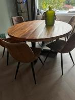 Industriële Eethoek - Mango Hout & Metaal, Huis en Inrichting, Tafels | Eettafels, Ophalen, Gebruikt, 100 tot 150 cm, Rond