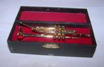 Prachtig zeldzaam koperen miniatuur trompet in kistje. Nwst., Ophalen of Verzenden