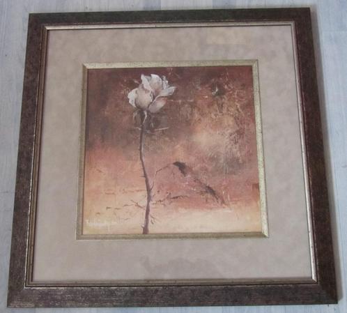 Litho Schilderij Roos Achter Glas met Lijst, Antiek en Kunst, Kunst | Litho's en Zeefdrukken, Ophalen