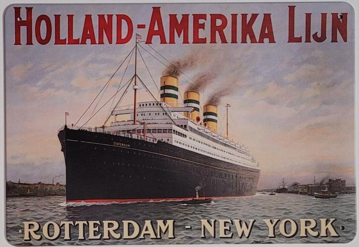 Holland Amerika Lijn Rotterdam New York metalen reclamebord, Verzamelen, Merken en Reclamevoorwerpen, Nieuw, Reclamebord, Ophalen of Verzenden
