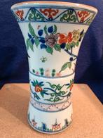Vintage Chinese trompetvaas met vogel- en bloemdecor, Ophalen of Verzenden