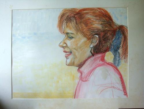 Ariën van Waterland Portret van een dame, pastel op papier,, Antiek en Kunst, Kunst | Schilderijen | Modern, Ophalen of Verzenden