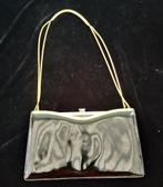 Vintage Clutch dames avond tas Maite Goud Plated bruiloft, Ophalen of Verzenden, Zo goed als nieuw, Zwart, Avondtasje