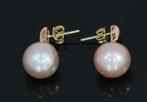 Parel rose kleurige fraaie 14k gouden dames oorbellen retro, Hangers, Voordeelsieraden, Ophalen of Verzenden, Zo goed als nieuw