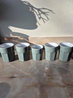 Set van 5 Grijs/groenige Kommen, Ophalen of Verzenden, Zo goed als nieuw, Effen, Kop(pen) en/of Schotel(s)