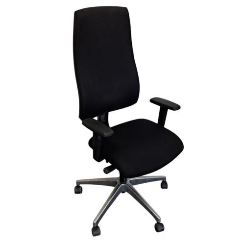 Interstuhl Bureaustoel Zwart Gepolijst Aluminium, Huis en Inrichting, Bureaustoelen, Gebruikt, Bureaustoel, Zwart, Ergonomisch